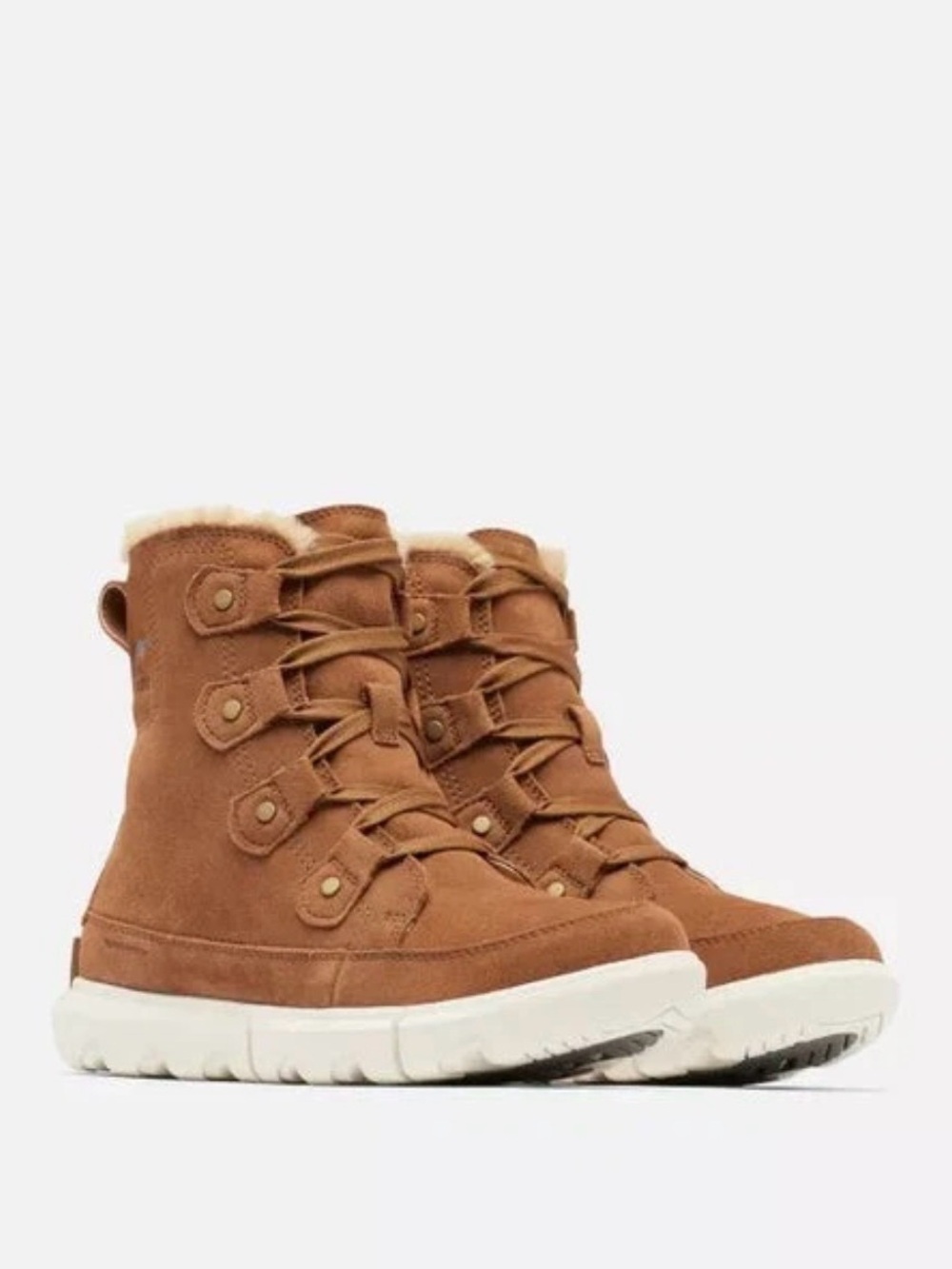 Sorel Explorer Joan Tan Faux-Shearling Lace-Up Ankle Booties-6